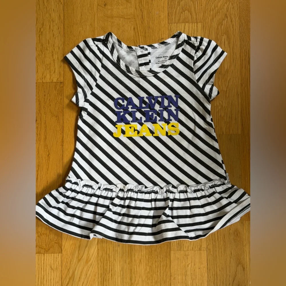 Calvin Klein Jeans Toddler Girl Striped Peplum Top & Yellow Jeggings (24M)